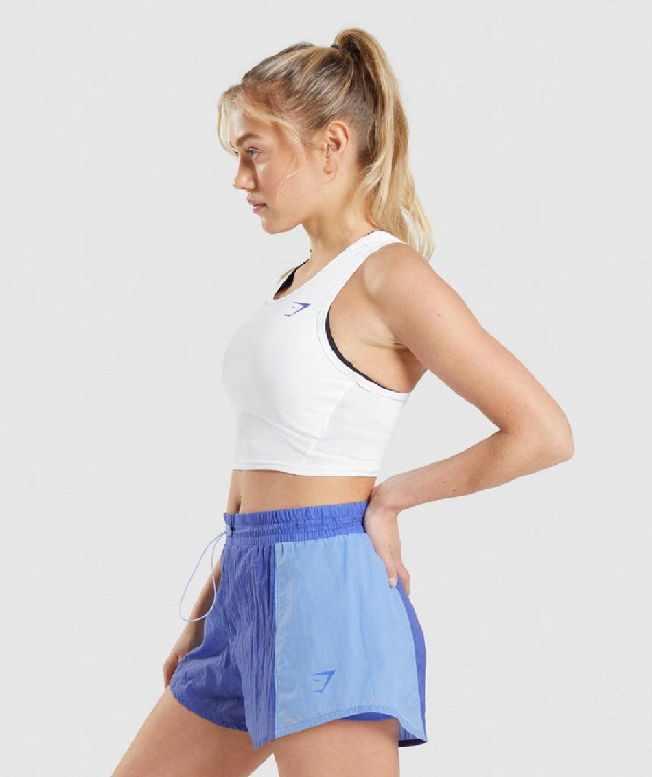 Podkoszulki Damskie Gymshark Pulse Crop Białe | PL 3083QMA